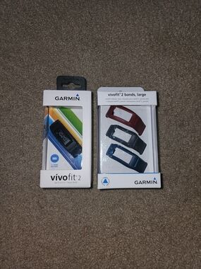 NIB $130 garmin vívofit 2 Activity Tracker w/3- Pack Replacement Bands